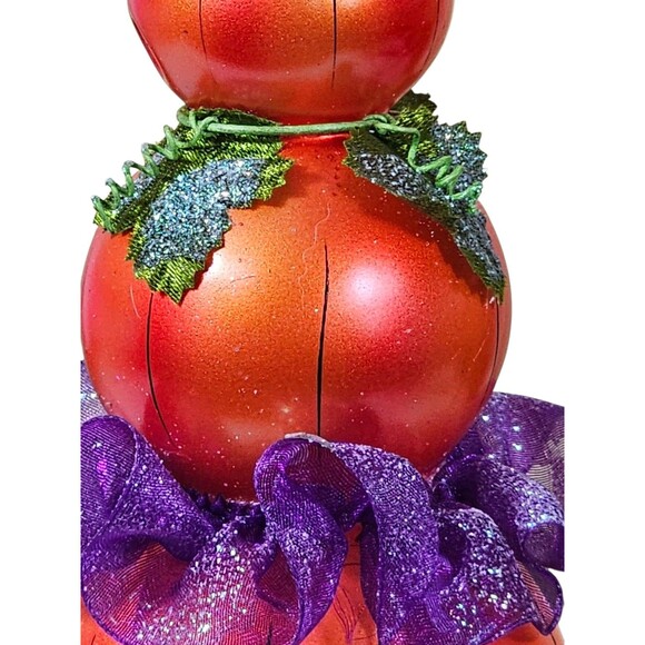 Halloween PUMPKIN Blown Glass Jack-O-Lantern Christmas ORNAMENT  Moda Di Italia - Picture 4 of 8